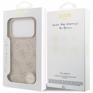 Guess 4G Ring Classic Logo MagSafe-suojakuori iPhone 17 Pro:lle - vaaleanpunainen