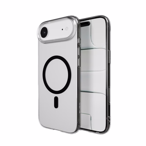 Puro Lite Mag TPU+PC suojakuori MagSafe-yhteensopiva iPhone 17 Air:lle - läpinäkyvä mustalla renkaalla