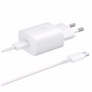 Samsung 25W EP-TA800EWE USB-C seinälaturi Samsung EP-DA705BWE USB-C / USB-C kaapelilla vaihtovaara pakkauksessa - Valkoinen
