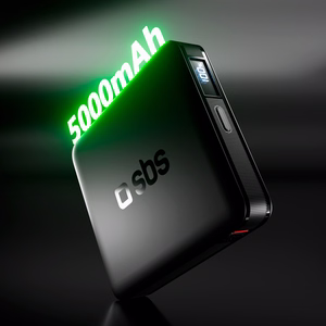 SBS HD 10W 5000mAh USB-C Power Bank with LCD Display - Black