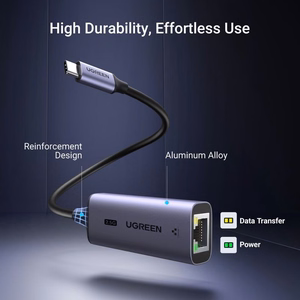 Harmaa Ugreen CM648 USB-C–RJ45-verkkosovitin (25052)