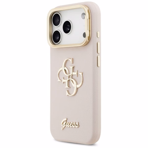 GUESS Grained Big 4G & Stand Camera -suojakuori iPhone 17 Pro - pinkki