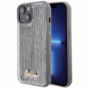 Guess Suojakuori iPhone 13 / 14 / 15:lle GUHCP15SPSFDGSS Sequin Script Metal - hopeinen
