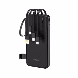 Dudao K11 10000mAh Powerbank sisäänrakennetuilla kaapeleilla - musta