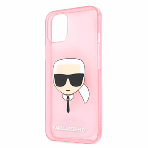 Karl Lagerfeld Glitter Karl's Head Kotelo iPhone 13 mini - vaaleanpunainen