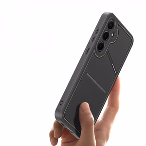 Dux Ducis Rafi II Suojakuori Samsung Galaxy S25:lle jalustalla ja lompakolla - Musta