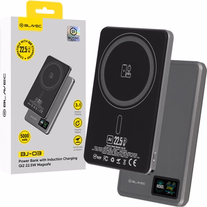 Blavec Power Bank 5000mAh BJ-03 Ultra Slim 7,8mm - Type C - 22,5W magnetic Magsafe 3 in 1 (PBBJ03-MC5G) grey aluminum