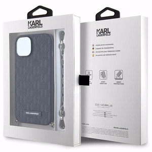 Karl Lagerfeld KLHCP14SSACKLHPK iPhone 14 6.1 musta/musta kovakuori Saffiano Monogram Chain