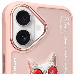 Nimmy Glasses Cool Cat iPhone 16 Suojakuori - vaaleanpunainen