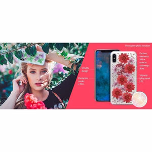 Puro Glam Hippie Chic case for iPhone XR, with real green flower petals