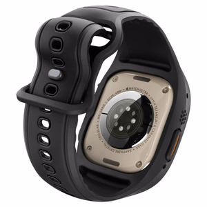 Spigen Liquid Air Pro -suojakuori rannekkeella ja 9H-panssarilasi Apple Watch Ultra 49 mm -mallille, mustat