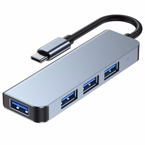 HUB Tech-Protect V1 4in1 USB-C - 3x USB-A 2.0 / USB-A 3.0 - harmaa