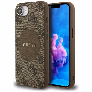 Guess 4G Circle Classic Logo MagSafe Suojakuori iPhone 16e:lle - Ruskea