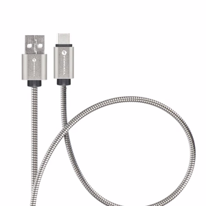 Kaapeli USB A - USB C Forcell F-Energy QC4.0 3A 66W Metal 2 m C234 hopeinen