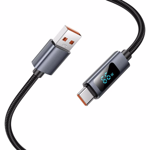 Hoco USB-A - USB-C -kaapeli 5A näytöllä 1 m X112 - musta