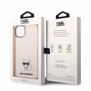 Karl Lagerfeld Läpinäkyvä Choupette Body Suojakuori iPhone 14 Plus / 15 Plus 6.7":lle - Vaaleanpunainen