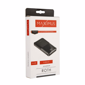 Varavirtalähde MX ROTH 10 000 mAh, 2xUSB, 10W Li-Po, musta, + microUSB kaapeli