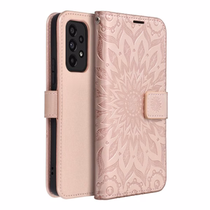 MEZZO Book-suojakuori Samsung A53 5G:lle mandala Rose Gold