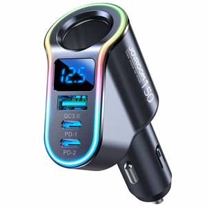 Joyroom Fast Car Charger 4in1 USB-A QC3.0 / 2xUSB-C PD 150W Black (JR-CL21)