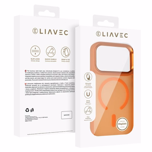 Liavec Cloudy suojakuori metallisella kamerakehyksellä Iphone 17 Pro Max -puhelimelle oranssi (kameran ohjauspainike)