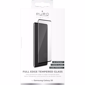 Puro Premium Full Edge Case Friendly karkaistu näytönsuojalasi Samsung Galaxy S20 -laitteelle, mustalla kehyksellä