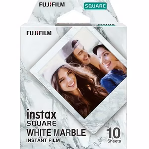 Fujifilm Instax Square White Marble – white-marble-frame instant film, 10 sheets