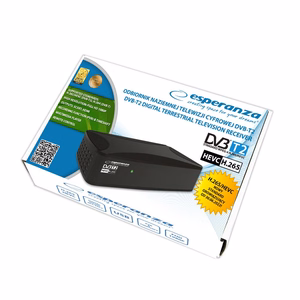 Esperanza EV108R – DVB-T2 H.265/HEVC -digitaalinen antenniverkon vastaanotin, musta
