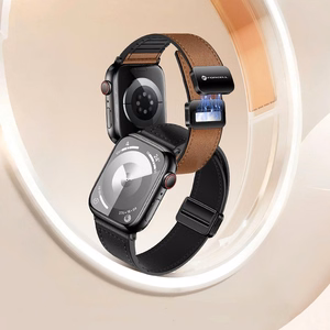 Hihna Apple Watch:lle Forcell F-Design FA21 magneettinen ekologinen nahka 42 / 44 / 45 / 49 mm musta