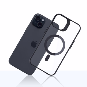 3mk Satin Armor MagCase MagSafe-tuella iPhone 15:lle - Läpinäkyvä mustalla kehyksellä