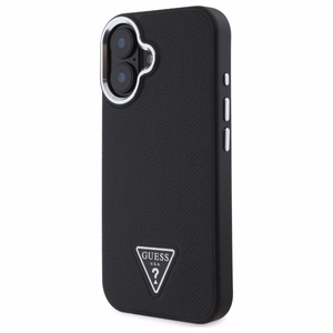 Guess Grained Triangle MagSafe Suojakuori iPhone 16:lle - Musta