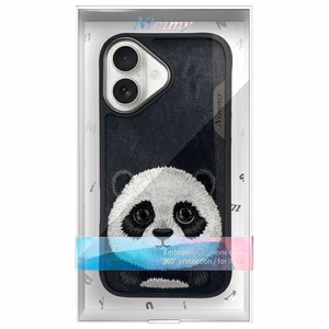 NIMMY Suojakuori BIG EYED PET 2.0 Panda iPhone 16:lle musta