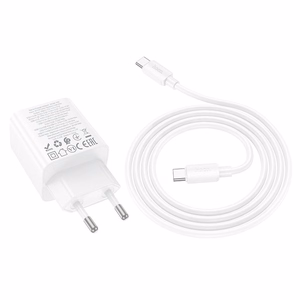 Puhelinlaturi Hoco 2 x USB C + 2 x USB A QC3.0 PD 3A 30W + kaapeli USB C - USB C N56 valkoinen