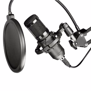 Condenser Microphone Art on boom arm with membrane AC-03 black