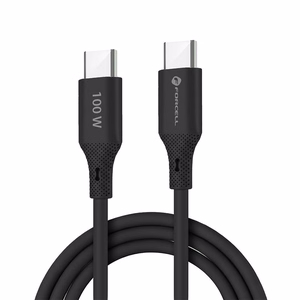 Kaapeli USB C - USB C Forcell F-Energy QC4.0 PD 5A 100W Silicone 1 m C347 musta