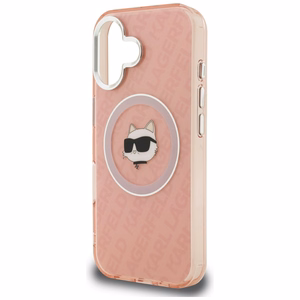 Karl Lagerfeld IML Choupette Head Logo MagSafe Suojakuori iPhone 16 - vaaleanpunainen