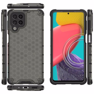 Honeycomb tapauksessa panssaroitu kansi geelirunko Samsung Galaxy M53 5G musta musta