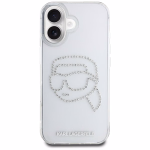 Karl Lagerfeld IML Rhinestones Karl Head Case for iPhone 16 Clear