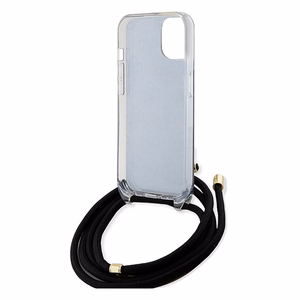 Guess Crossbody Cord 4G Print -suojakuori iPhone 15/14/13:lle - musta