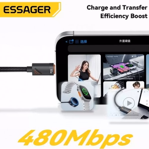 USB Kaapeli Essager Chuan musta 60W Type-C / Type-C 180cm