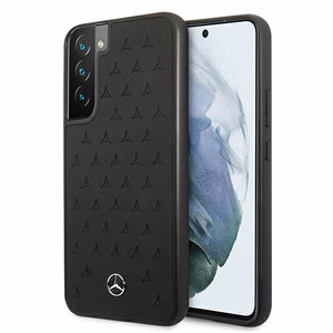 Mercedes Nahka Tähdet kuvio Kotelo Samsung Galaxy S22+ - musta