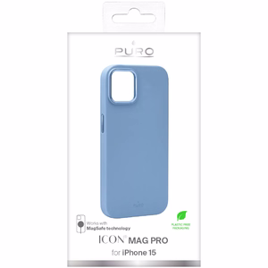 Puro Icon Mag Pro MagSafe silikonisuoja iPhone 15 - vaaleansininen