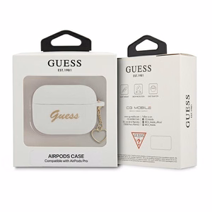 Guess GUAPLSCHSH AirPods Pro suojakuori valkoinen/valkoinen Silikoni Charm Heart Collection -mallisto