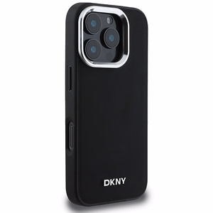 DKNY Plain Hopeinen Logo MagSafe iPhone 16 Pro Max:lle Suojakuori - Musta