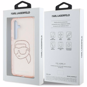 Karl Lagerfeld Rhinestones K. Head Logo Suojakuori Samsung Galaxy S25 Vaaleanpunainen