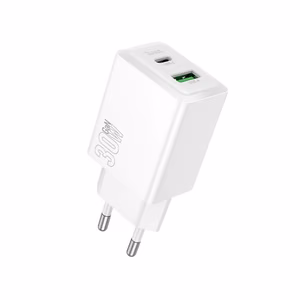Laturi Hoco N71 30W GaN USB-C/USB-A valkoinen