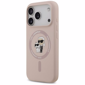 Karl Lagerfeld Silikoninen Karl&Choupette Ring MagSafe Suojakuori iPhone 17 Pro:lle - Vaaleanpunainen