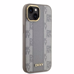 DKNY Nahkainen Checkered Mono Pattern MagSafe iPhone 14:lle Suojakuori - Beige