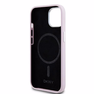 DKNY suojakuori iPhone 15 6,1' DKHMP15SSMCHLP pinkki HC MagSafe silikoni vaakasuoralla metallilogolla