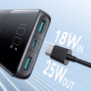 Powerbank 10000mAh Joyroom JR-PBF20 25W + cable 0.25m (black)