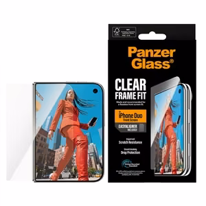 Läpinäkyvä lasinen PanzerGlass FrameFit -näytönsuoja EasyAlignerilla Apple iPhone Duolle